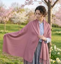 Rose Blanket Shawl - Thick Cashmere Wool Blend - Super Soft Wrap