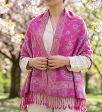 Reversible Soft Pashmina Shawl & Scarf for Women, Jacquard Brocade, Shawl, Sarong or Head Wraps
