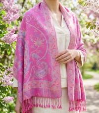 Reversible Soft Pashmina Shawl & Scarf for Women, Jacquard Brocade, Shawl, Sarong or Head Wraps