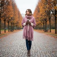 Rose Blanket Shawl - Thick Cashmere Wool Blend - Super Soft Wrap