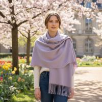 Lilac Blanket Shawl - Thick Cashmere Wool Blend - Super Soft Wrap