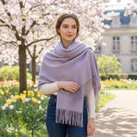Lilac Blanket Shawl - Thick Cashmere Wool Blend - Super Soft Wrap