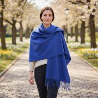 Blue Blanket Shawl - Thick Cashmere Wool Blend - Super Soft Wrap