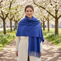Blue Blanket Shawl - Thick Cashmere Wool Blend - Super Soft Wrap