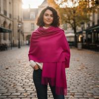 Dark Rose Blanket Shawl - Thick Cashmere Wool Blend - Super Soft Wrap