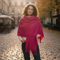 Dark Rose Blanket Shawl - Thick Cashmere Wool Blend - Super Soft Wrap