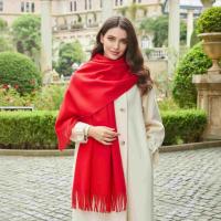 Red Blanket Shawl - Thick Cashmere Wool Blend - Super Soft Wrap