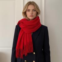 Red Blanket Shawl - Thick Cashmere Wool Blend - Super Soft Wrap