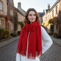 Red Blanket Shawl - Thick Cashmere Wool Blend - Super Soft Wrap