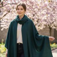 Emerald Green Blanket Shawl - Thick Cashmere Wool Blend - Super Soft Wrap