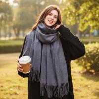 Grey Blanket Shawl - Thick Wide Scarf - Pashmina Super Soft Wrap