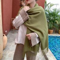 Olive Green Blanket Shawl - Thick Wide Scarf - Pashmina Super Soft Wrap