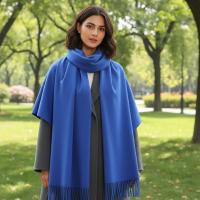 Blue Blanket Shawl - Thick Wide Scarf - Pashmina Super Soft Wrap