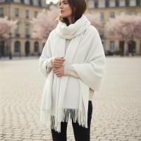 Creamy White Blanket Shawl - Thick Wide Scarf - Pashmina Super Soft Wrap