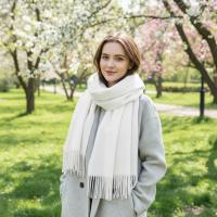 Creamy White Blanket Shawl - Thick Wide Scarf - Pashmina Super Soft Wrap