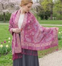 Reversible Soft Pashmina Shawl & Scarf for Women, Jacquard Brocade, Shawl, Sarong or Head Wraps