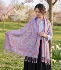 Reversible Soft Pashmina Shawl & Scarf for Women, Jacquard Brocade, Shawl, Sarong or Head Wraps