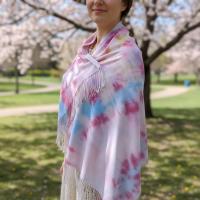 Hand Dyed Tie Dye Pashmina, Blanket Shawl, Wide Scarf, Head Wrap - Rayon Shawl