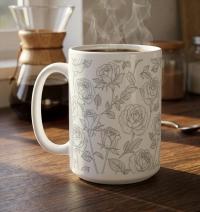 Set of Big Mugs, Floral Cup Set, Large 15 oz Matching Cups