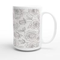 Set of Big Mugs, Floral Cup Set, Large 15 oz Matching Cups
