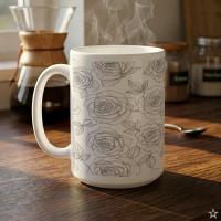 Set of Big Mugs, Floral Cup Set, Large 15 oz Matching Cups