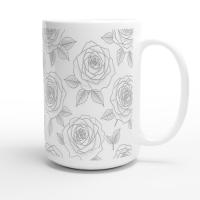 Set of Big Mugs, Floral Cup Set, Large 15 oz Matching Cups