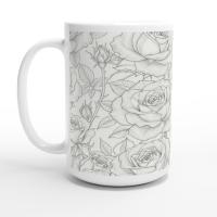 Set of Big Mugs, Floral Cup Set, Large 15 oz Matching Cups