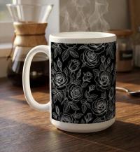 Set of Big Mugs, Floral Cup Set, Large 15 oz Matching Cups
