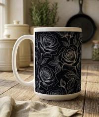 Set of Big Mugs, Floral Cup Set, Large 15 oz Matching Cups
