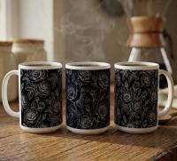 Set of Big Mugs, Floral Cup Set, Large 15 oz Matching Cups