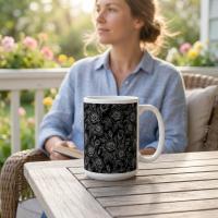 Set of Big Mugs, Floral Cup Set, Large 15 oz Matching Cups