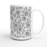 Set of Big Mugs, Floral Cup Set, Large 15 oz Matching Cups