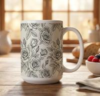 Set of Big Mugs, Floral Cup Set, Large 15 oz Matching Cups