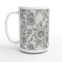 Set of Big Mugs, Floral Cup Set, Large 15 oz Matching Cups