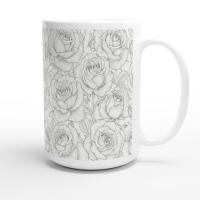 Set of Big Mugs, Floral Cup Set, Large 15 oz Matching Cups