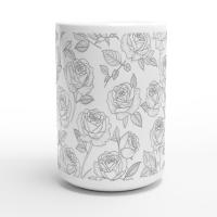 Set of Big Mugs, Floral Cup Set, Large 15 oz Matching Cups