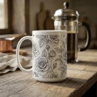 Roses - Floral Cups -  Large and Small Ceramic Mugs