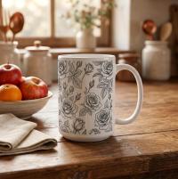 Roses - Floral Cups -  Large and Small Ceramic Mugs