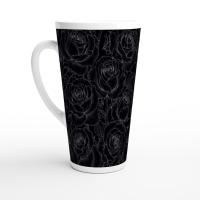 Set of 3 Cups, Floral, 17oz Latte Ceramic Mugs Set - Extra Tall Cup Set