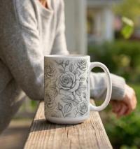 Roses - Floral Cups -  Large and Small Ceramic Mugs