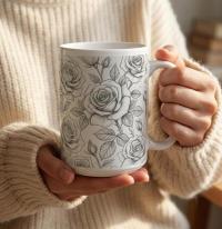 Roses - Floral Cups -  Large and Small Ceramic Mugs