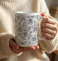 Roses - Floral Cups -  Large and Small Ceramic Mugs