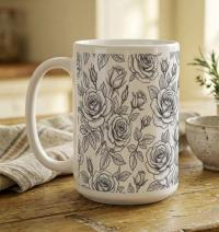 Roses - Floral Cups -  Large and Small Ceramic Mugs