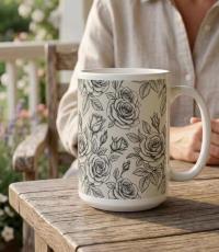 Roses - Floral Cups -  Large and Small Ceramic Mugs