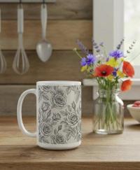 Roses - Floral Cups -  Large and Small Ceramic Mugs