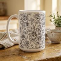Roses - Floral Cups -  Large and Small Ceramic Mugs