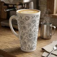 Roses, Latte 17oz Ceramic Mug - Coffee or Tea Cup, Extra Tall