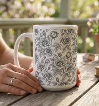 Roses - Floral Cups -  Large and Small Ceramic Mugs