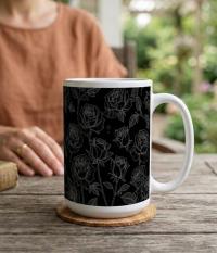 Set of Big Mugs, Floral Cup Set, Large 15 oz Matching Cups