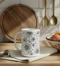 Set of Big Mugs, Floral Cup Set, Large 15 oz Matching Cups
